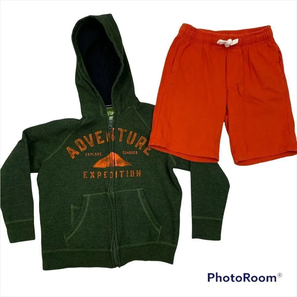 Boys full Zip‎ Hoodie and Orange Gymboree Short Both Size Medium